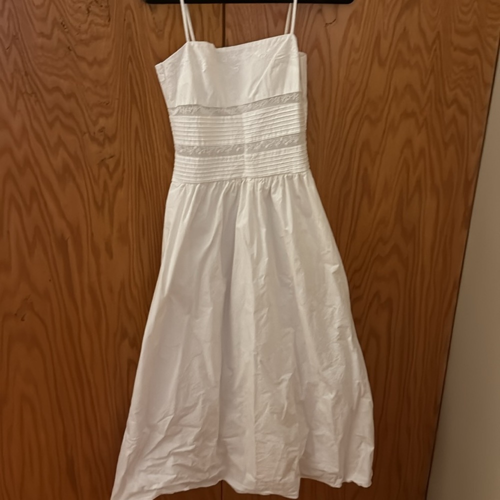 Zara White Maxi Sundress with Square Neck and Spaghetti Straps